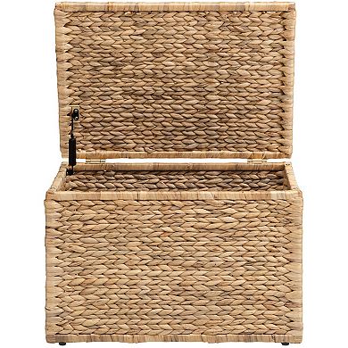 eHemco Heavy-duty Water Hyacinth Wicker Storage Trunk with Metal Frame, 23.3 Inches, Natural