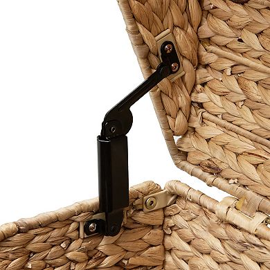 eHemco Heavy-duty Water Hyacinth Wicker Storage Trunk with Metal Frame, 23.3 Inches, Natural