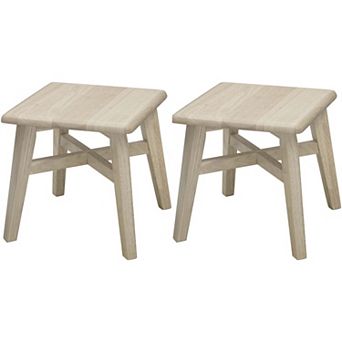 eHemco Solid Hardwood Wooden Step Stool with 2 Cross Brace Support for Adults and Kids, Set of 2