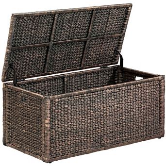 eHemco Water Hyacinth Wicker Storage Trunk with Metal Frame, 42 in Brown Wash