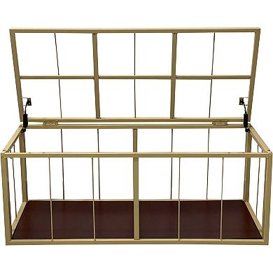 eHemco Water Hyacinth Wicker Storage Trunk with Metal Frame, 42 Inches, Brown Wash