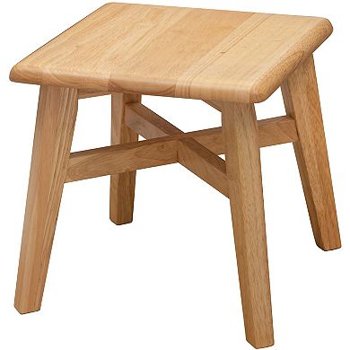 eHemco Solid Hardwood Wooden Step Stool with 2 Cross Brace Support for Adults and Kids, 12.25 Inches