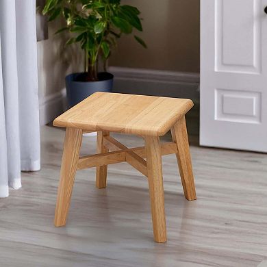 eHemco Solid Hardwood Wooden Step Stool with 2 Cross Brace Support for Adults and Kids, 12.25 Inches