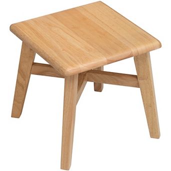 eHemco Solid Hardwood Wooden Step Stool with 2 Cross Brace Support for Adults and Kids, 12.25 Inches