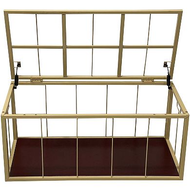 eHemco Water Hyacinth Wicker Storage Trunk with Metal Frame, 36 Inches, Brown Wash