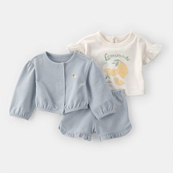 Baby Girl Carter's 3 pc Ruffle Sleeve Top & Shorts Set