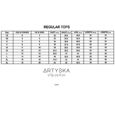Artyska Women's Linen V-Neck Embroidered Puffed 3/4th Sleeve Blouse Top