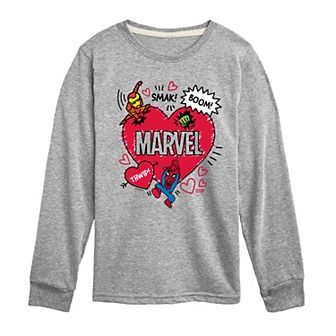 Boys 8-20 Marvel Valentine's Day Sketch Long Sleeve Graphic Tee