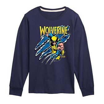 Boys 8-20 Marvel Wolverine Claw Tear Long Sleeve Graphic Tee