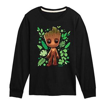 Boys 8-20 Marvel Guardians Of The Galaxy Baby Groot Greenery Long Sleeve Graphic Tee