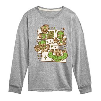 Boys 8-20 Marvel Guardians Of The Galaxy Groot Grid Long Sleeve Graphic Tee