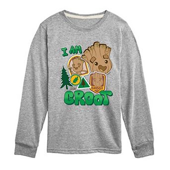 Boys 8-20 Marvel Guardians Of The Galaxy I Am Groot Outdoor Patches Long Sleeve Graphic Tee