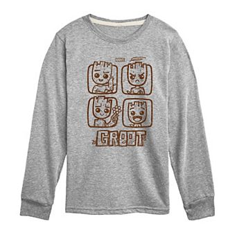 Boys 8-20 Marvel Guardians Of The Galaxy Groot Grid Long Sleeve Graphic Tee