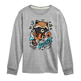 Boys 8-20 Marvel Guardians Of The Galaxy Rocket Raccoon Scribble Long Sleeve Graphic Tee