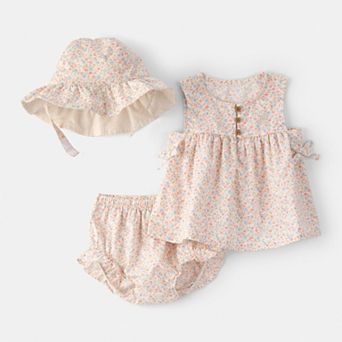 Baby Carter's 3 pc Floral Hat, Top & Short Set