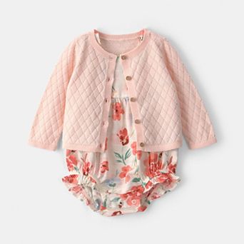 Baby Girl Carter's 2 pc Floral Cardigan & Bubble Romper Set