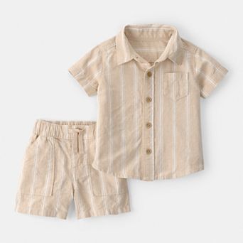 Baby Boy Carter's 2 pc Stripe Collared Shirt & Shorts Set