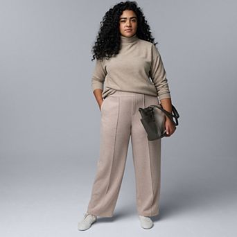 Plus Size Simply Vera Vera Wang High Rise Wide Leg Pants
