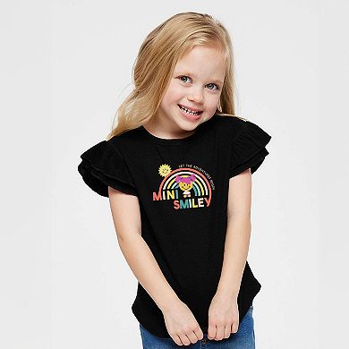 Mini Smiley Let The Adventures Begin Aria - Flutter Sleeve Graphic T-Shirt