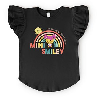 Mini Smiley Let The Adventures Begin Aria - Flutter Sleeve Graphic T-Shirt