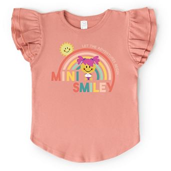Mini Smiley Let The Adventures Begin Aria - Flutter Sleeve Graphic T-Shirt