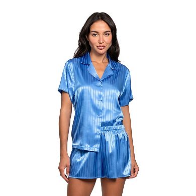 Women's Lilac+London Stripe Jacquard 2-Piece Pajama Top & Pajama Shorts Set