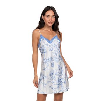 Women's Lilac+London Print Chemise with Lace Trim
