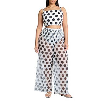 ELOQUII Women's Plus Size Wide Leg Cover-Up Pant