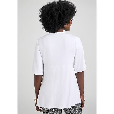 Jessica London Women's Plus Size Asymmetrical Twist Neck Tunic