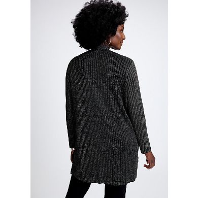 Jessica London Women's Plus Size Ribbed Midi Cardigan