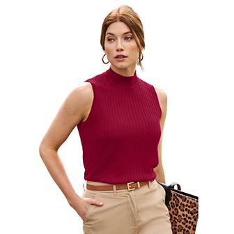 Jessica London Women's Plus Size Ribbed Sleeveless Shell