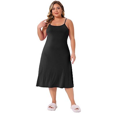 Plus Size Nightgown for Women Spaghetti Strap Full Slip Cami Midi Under Dress