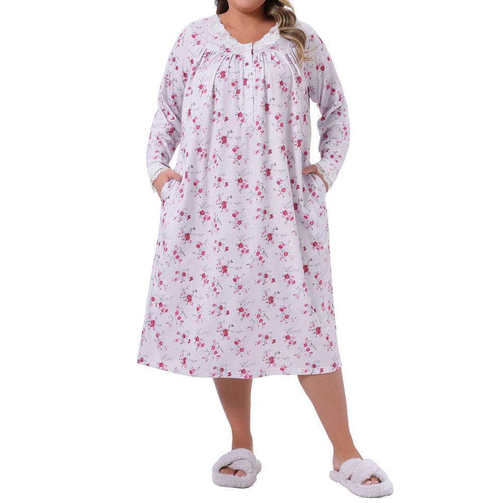 Plus Size Lace Front Slit Nightdress