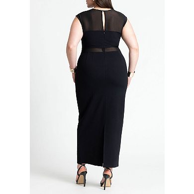 ELOQUII Women's Plus Size Cap Sleeve Mesh Midi Dress