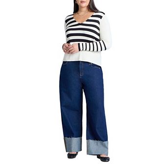 ELOQUII Women's Plus Size Tall Cuff Jean