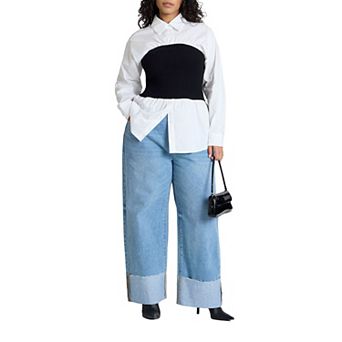 ELOQUII Women's Plus Size Tall Cuff Jean