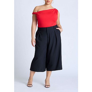 ELOQUII Women's Plus Size Asym Twist Sleeve Top