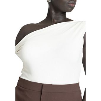 ELOQUII Women's Plus Size Asym Twist Sleeve Top