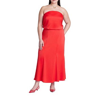 ELOQUII Women's Plus Size Maxi Satin Skirt