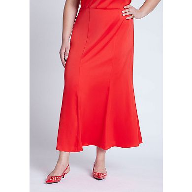 ELOQUII Women's Plus Size Maxi Satin Skirt