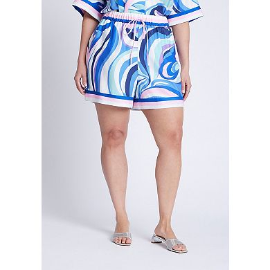 ELOQUII Women's Plus Size Printed Short With Border