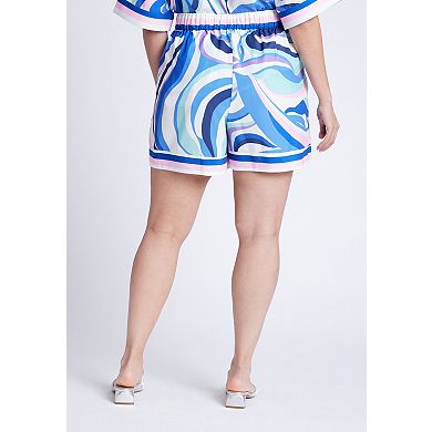 ELOQUII Women's Plus Size Printed Short With Border