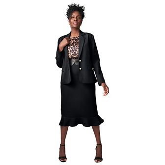 Jessica London Women's Plus Size 2 pc Stretch Crepe Peplum Skirt Suit