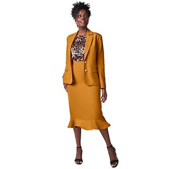 Jessica London Women's Plus Size 2 pc Stretch Crepe Peplum Skirt Suit