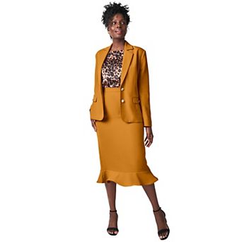 Jessica London Women's Plus Size 2 pc Stretch Crepe Peplum Skirt Suit
