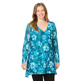 Woman Within Plus Size High-Low Miracle Mesh Tunic