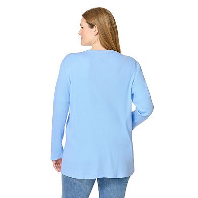 Woman Within Plus Size Two-Pocket Ribbed Cardigan