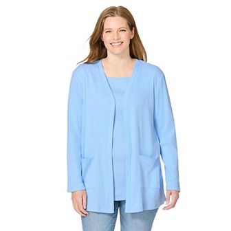 Woman Within Plus Size Two-Pocket Ribbed Cardigan