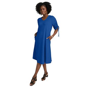 Jessica London Women's Plus Size Tie Sleeve Midi Dress