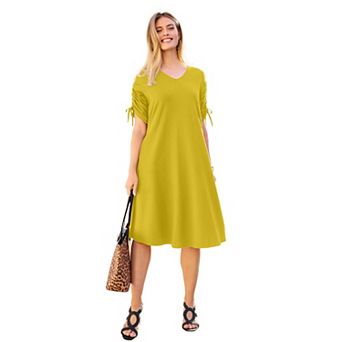Jessica London Women's Plus Size Tie Sleeve Midi Dress
